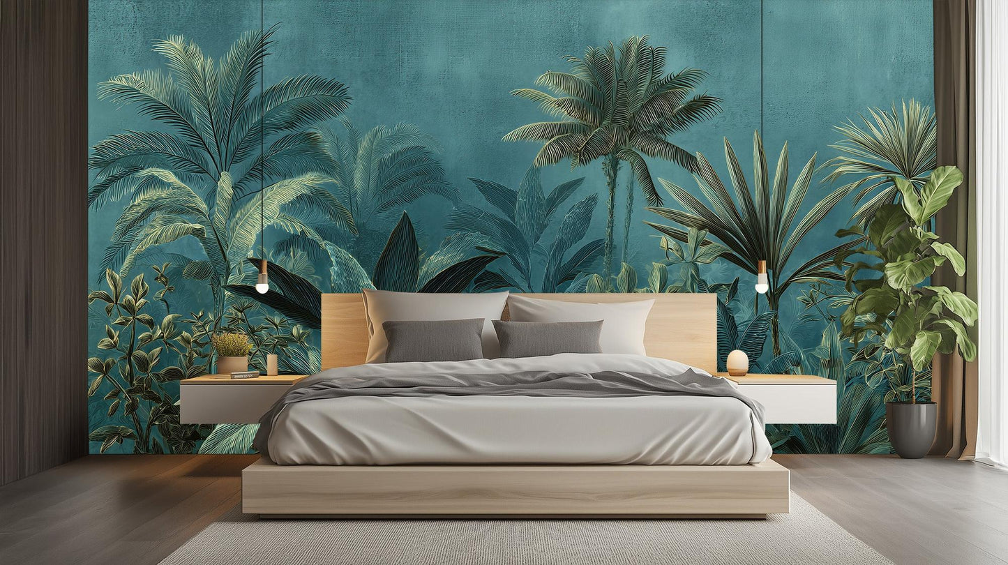 Contemporary Teal wallpaper for Bedroom