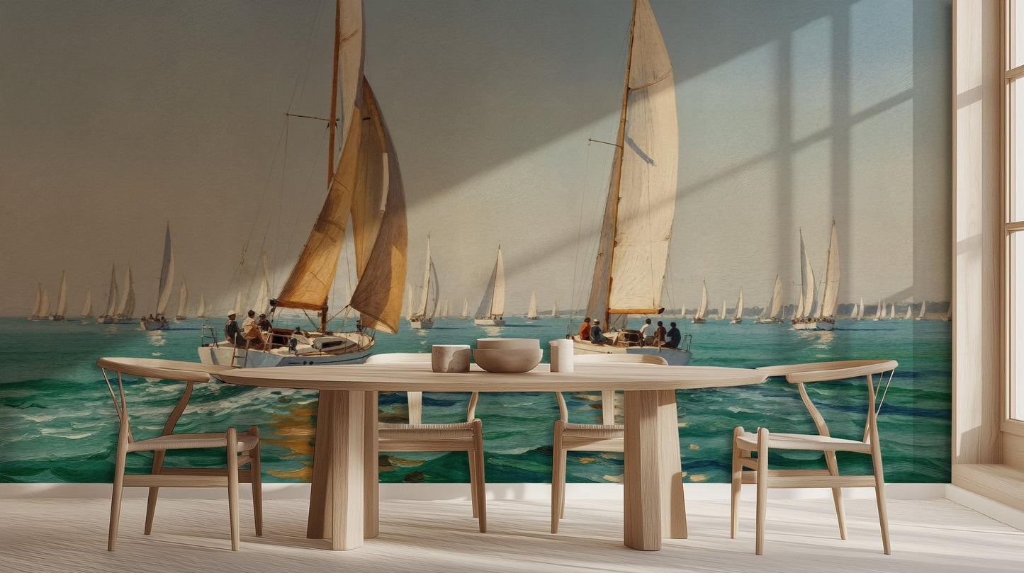 Coastal Turquoise wallpaper for Dining Room