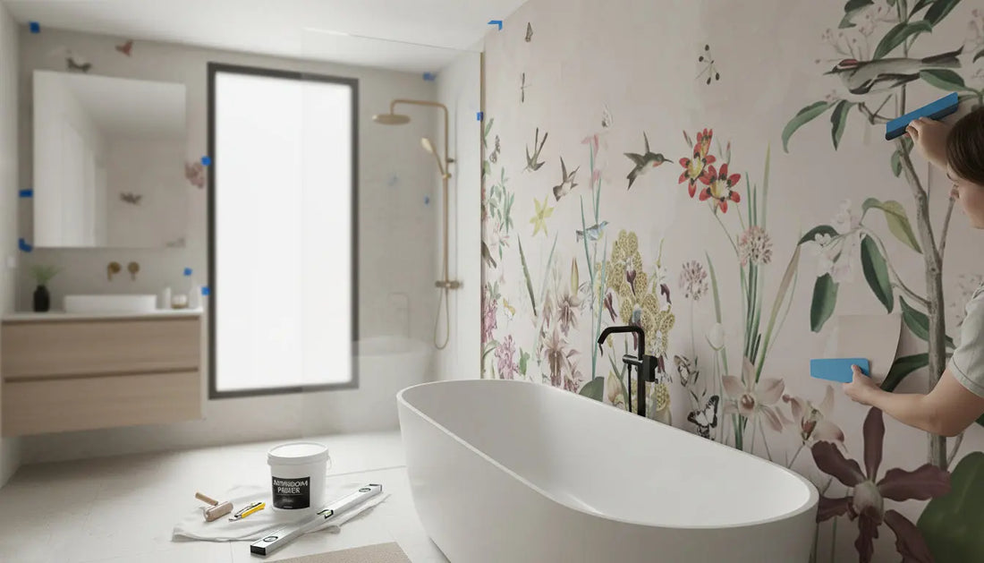 Bathroom Wallpaper Mural Installation
