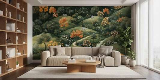 Green Wallpaper and Wood: A Guide to Biophilic Balance