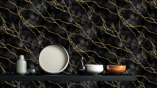 Black Marble Gold Veins