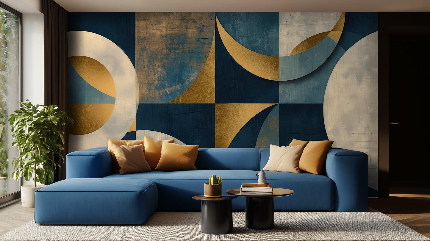 Navy and Gold wall mural - XWALLX