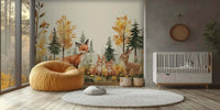 Cute animal wallpaper mural for a soft nursery wall