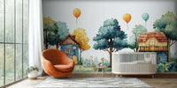 Playful Animal wallpaper mural for a kids room wall