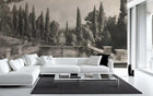 Dark floral wallpaper mural with black moody background