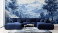 Blue wallpaper mural with clear color proof