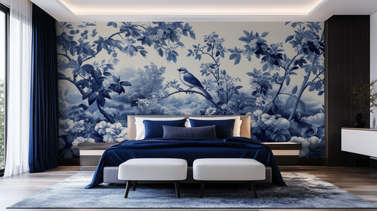 Blue Floral wall mural - XWALLX