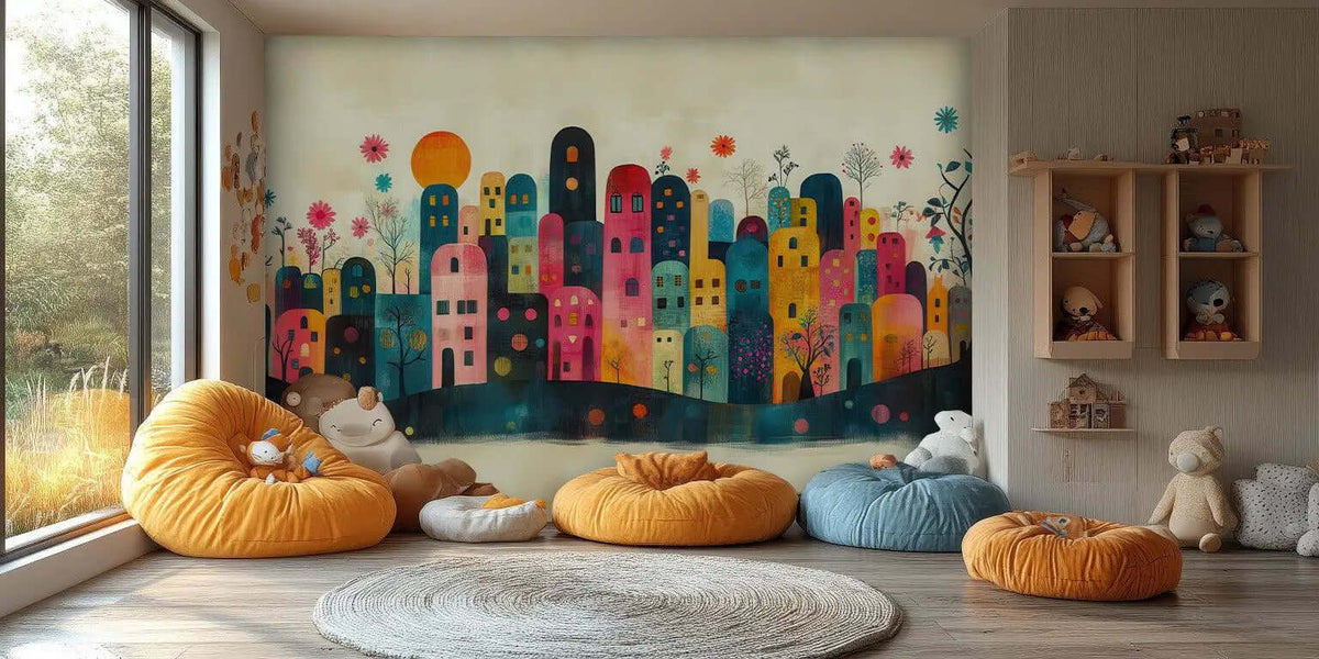 Colorful City wall mural - XWALLX