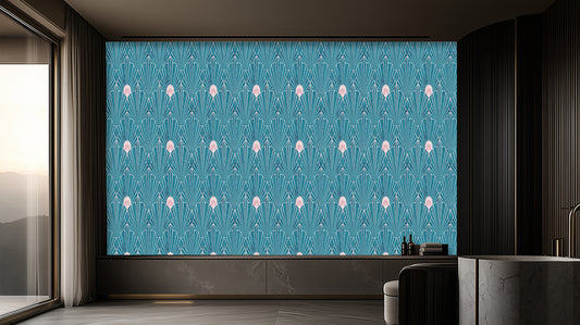 Art Deco Fan Teal wall mural - XWALLX