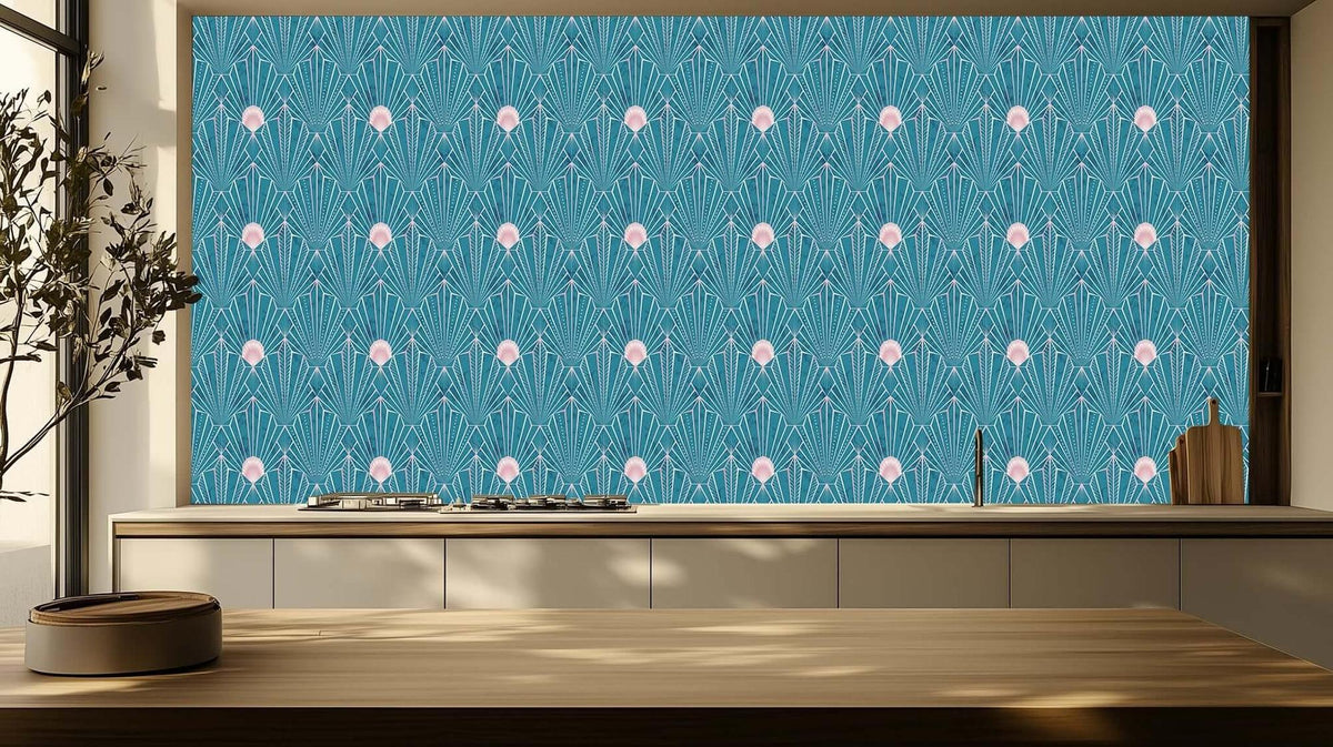 Art Deco Fan Teal wall art - XWALLX