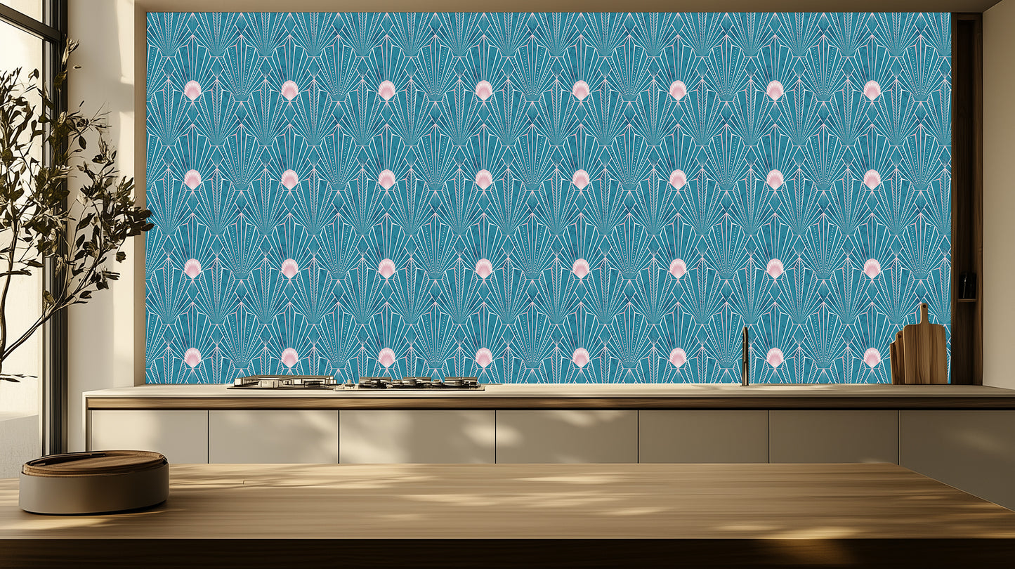 Art Deco Fan Teal wall art - XWALLX