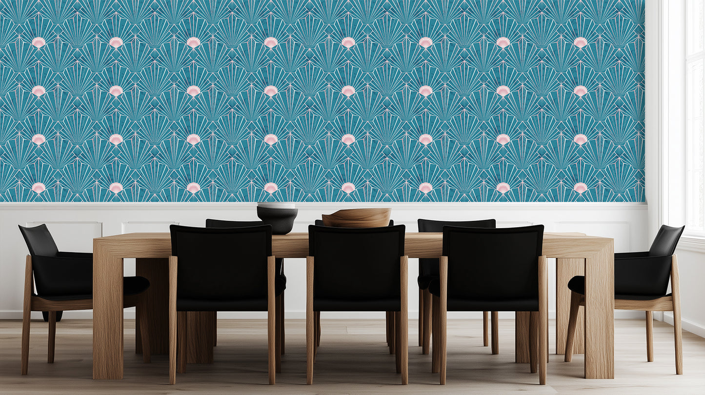 Art Deco Fan Teal wall decor - XWALLX