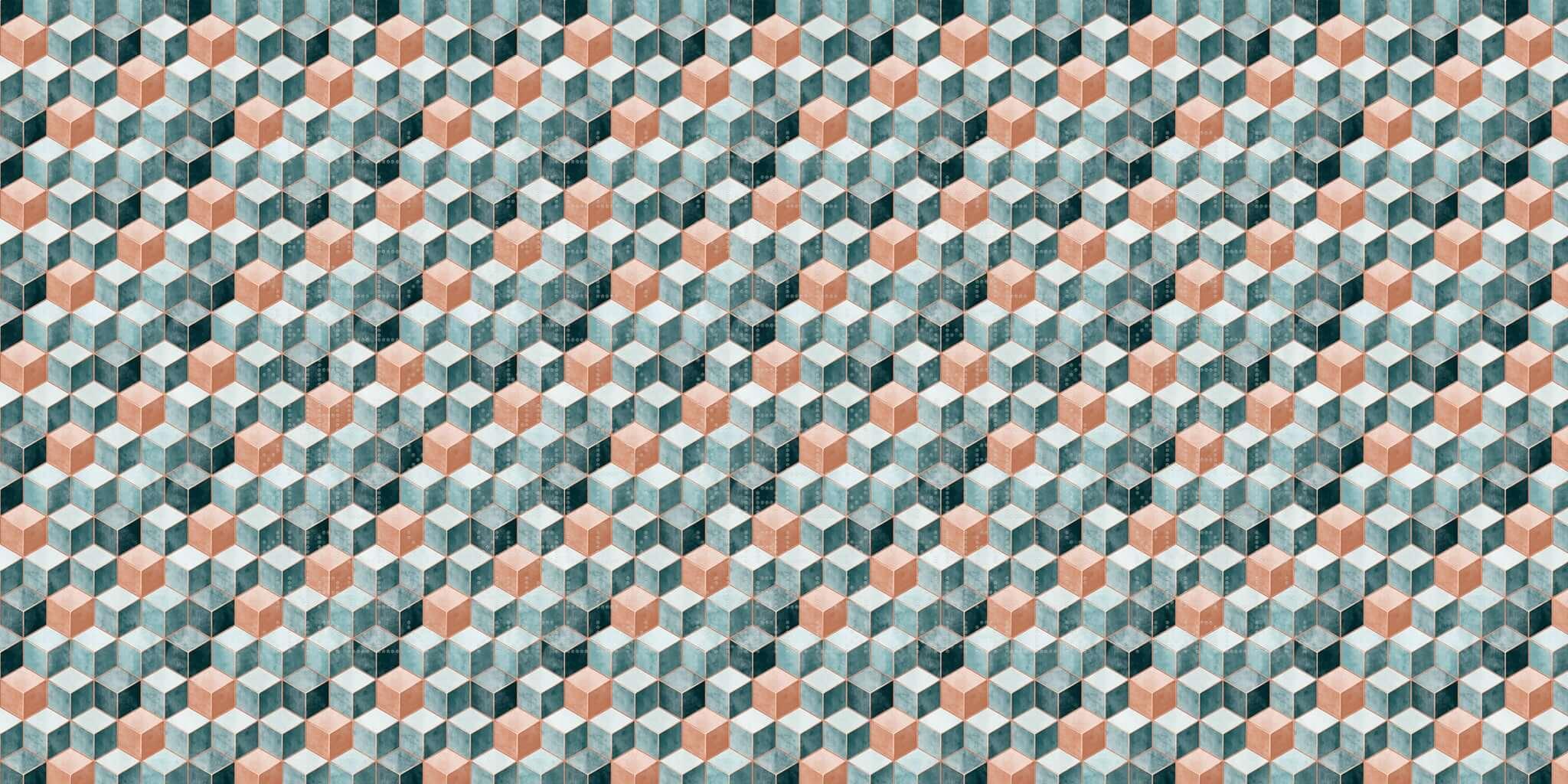 Isometric Cubes Geometric Wallpaper Mural