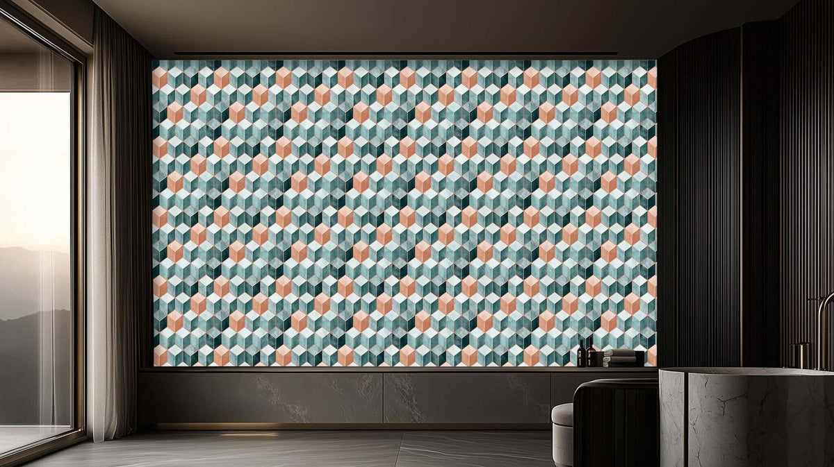 Isometric Cubes Geometric wall mural - XWALLX