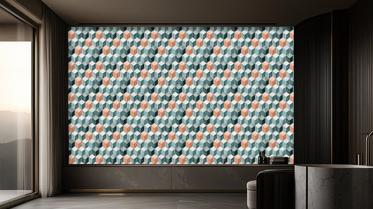 Isometric Cubes Geometric wall mural - XWALLX