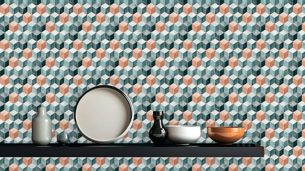 Isometric Cubes Geometric wallpaper - XWALLX