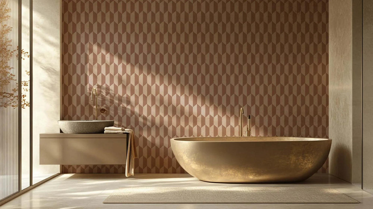 Terracotta Geometric Depth wall mural - XWALLX
