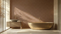 Beige 3D geometric earth tones warm wallpaper mural with tan neutral orange structure 