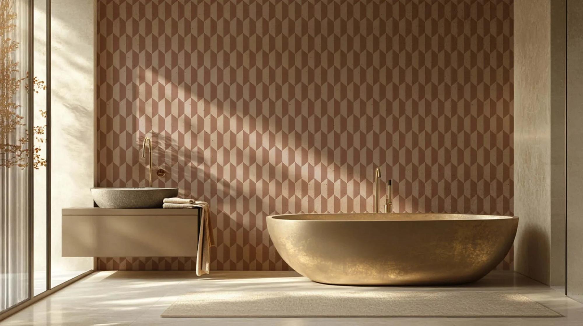 Terracotta Geometric Depth wall mural - XWALLX