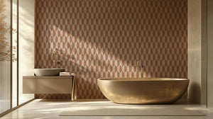 Terracotta Geometric Depth wall mural - XWALLX