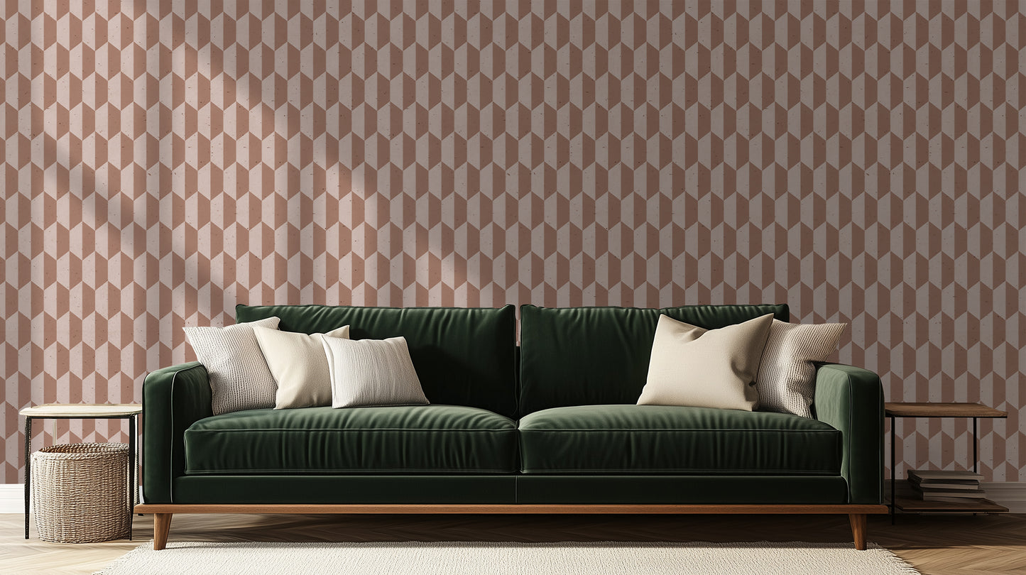 Terracotta Geometric Depth wall art - XWALLX