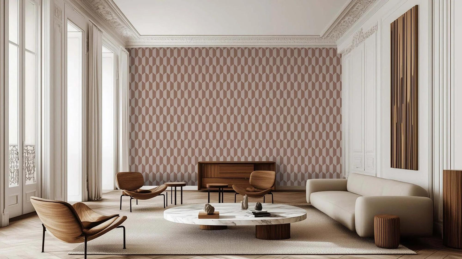 Terracotta Geometric Depth wall decor - XWALLX