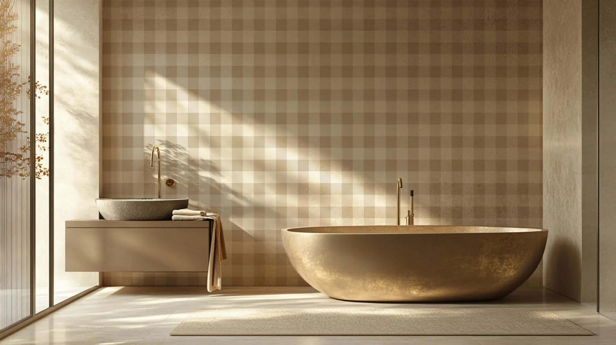 Golden Checkered Elegance wall mural - XWALLX