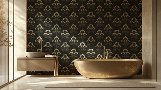 Golden Botanical Bloom wall mural - XWALLX