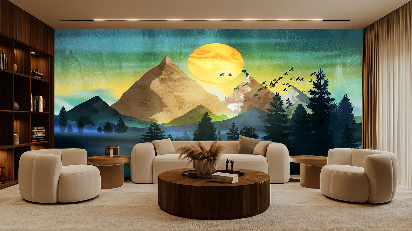 Painterly Mountainscape wall decor - XWALLX