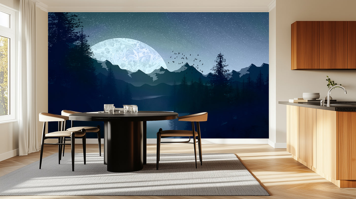 Marbled Moonlit Lake wall art - XWALLX