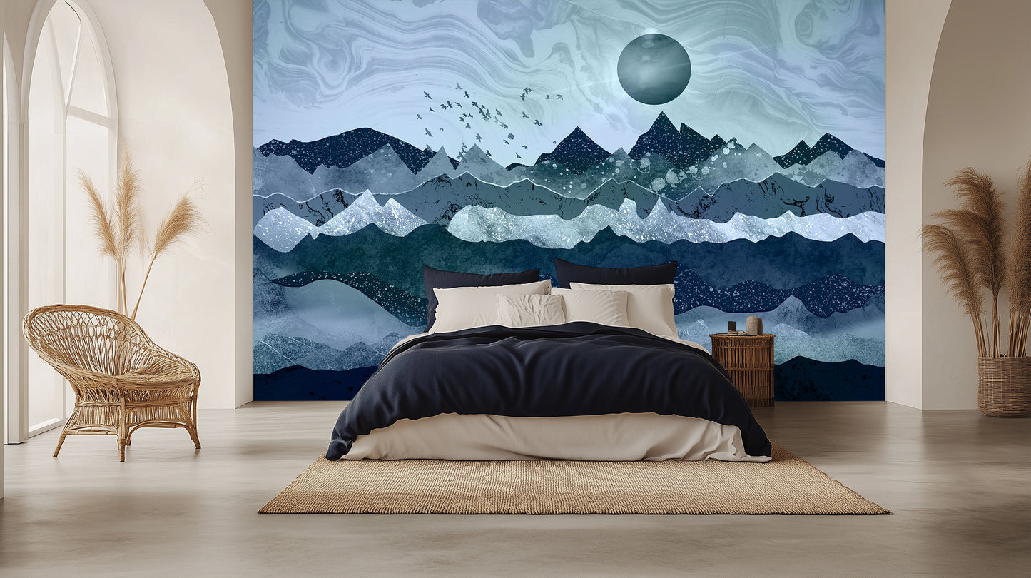 Lunar Peakscape Serenity wallpaper mural - XWALLX