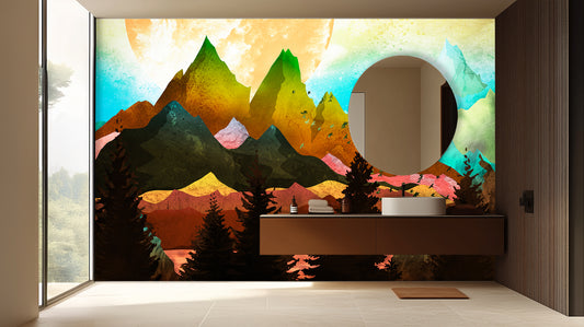 Radiant Orb Mountainscape wall mural - XWALLX