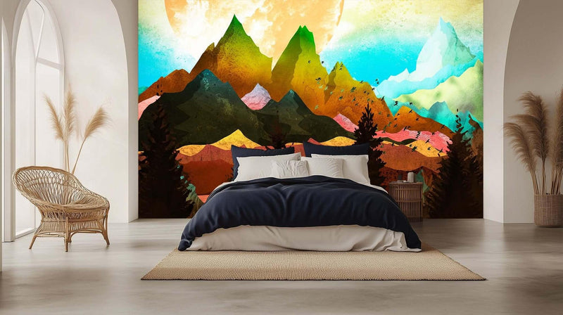 Radiant Orb Mountainscape poster duvar kağıdı - XWALLX