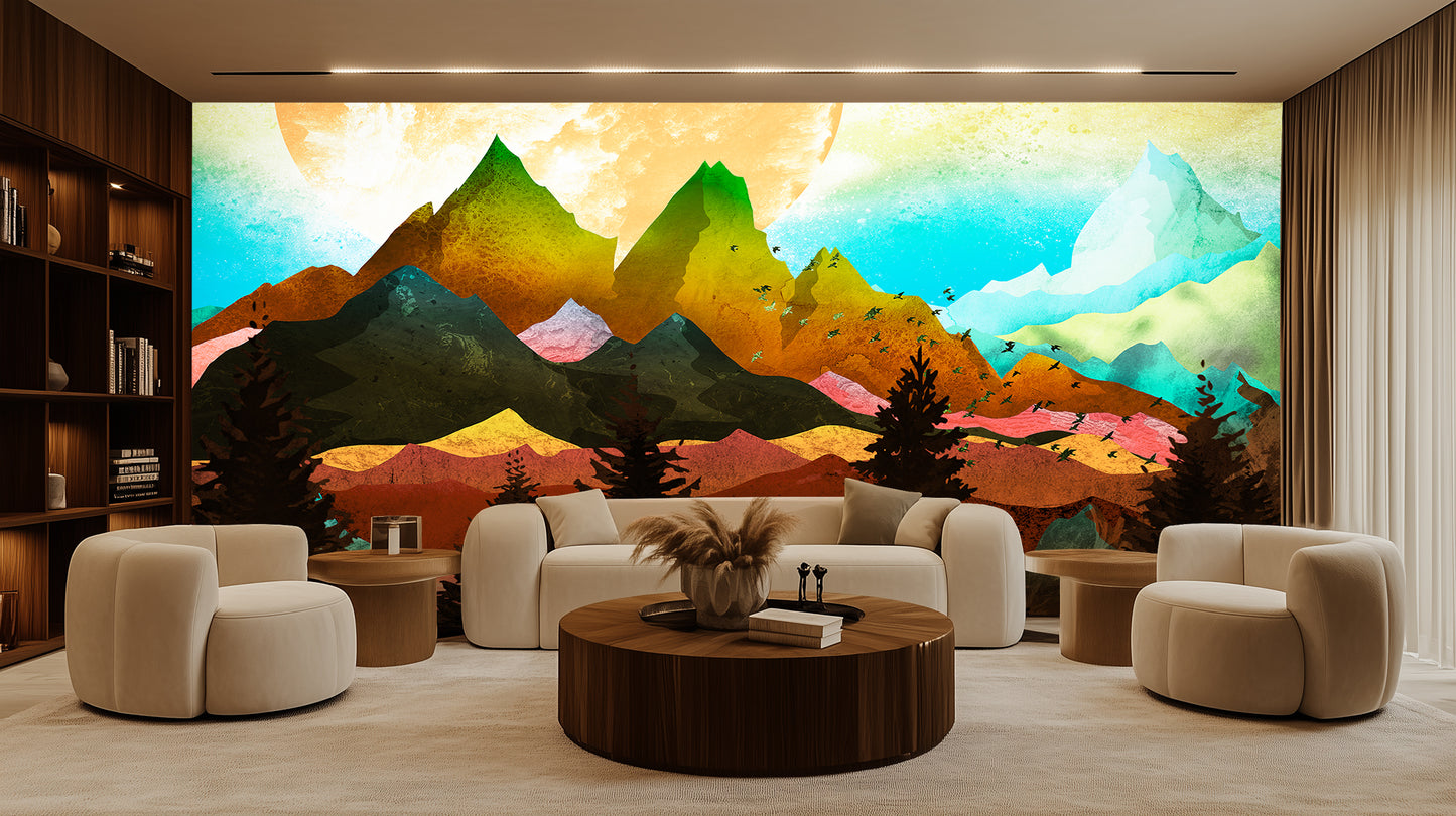 Radiant Orb Mountainscape wall decor - XWALLX