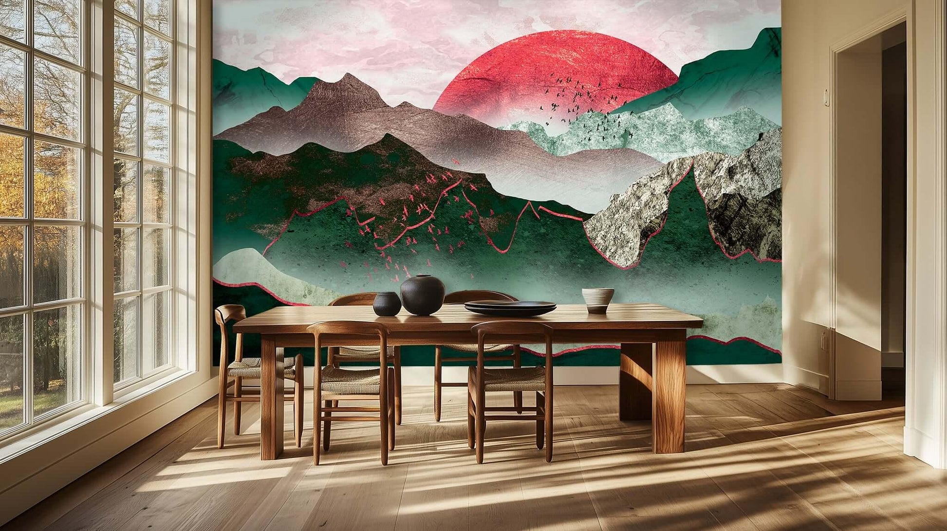 Crimson Horizon Peaks wallpaper - XWALLX