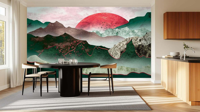 Crimson Horizon Peaks duvar sanatı - XWALLX
