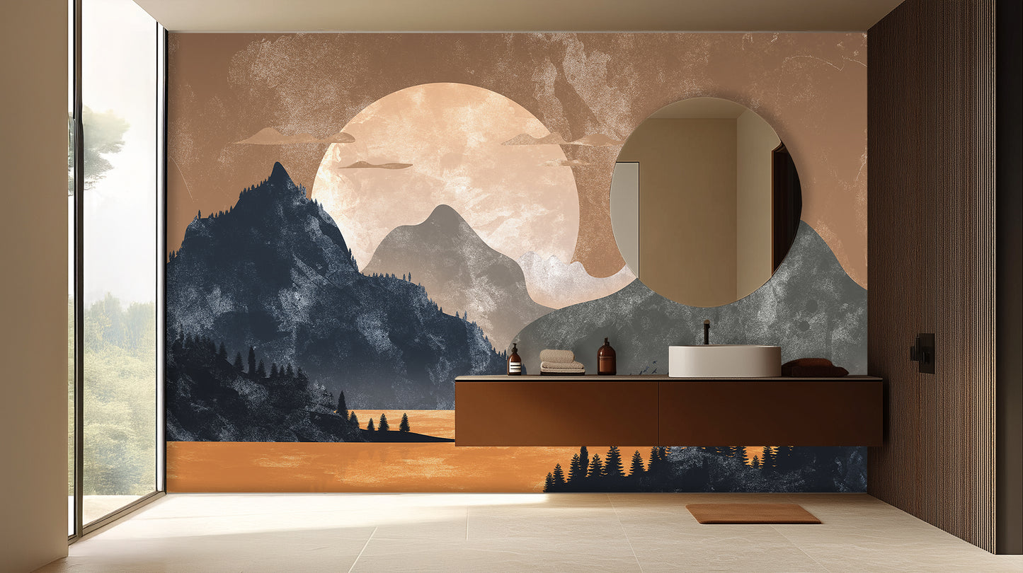 Textured Lunar Mountain wall mural - XWALLX