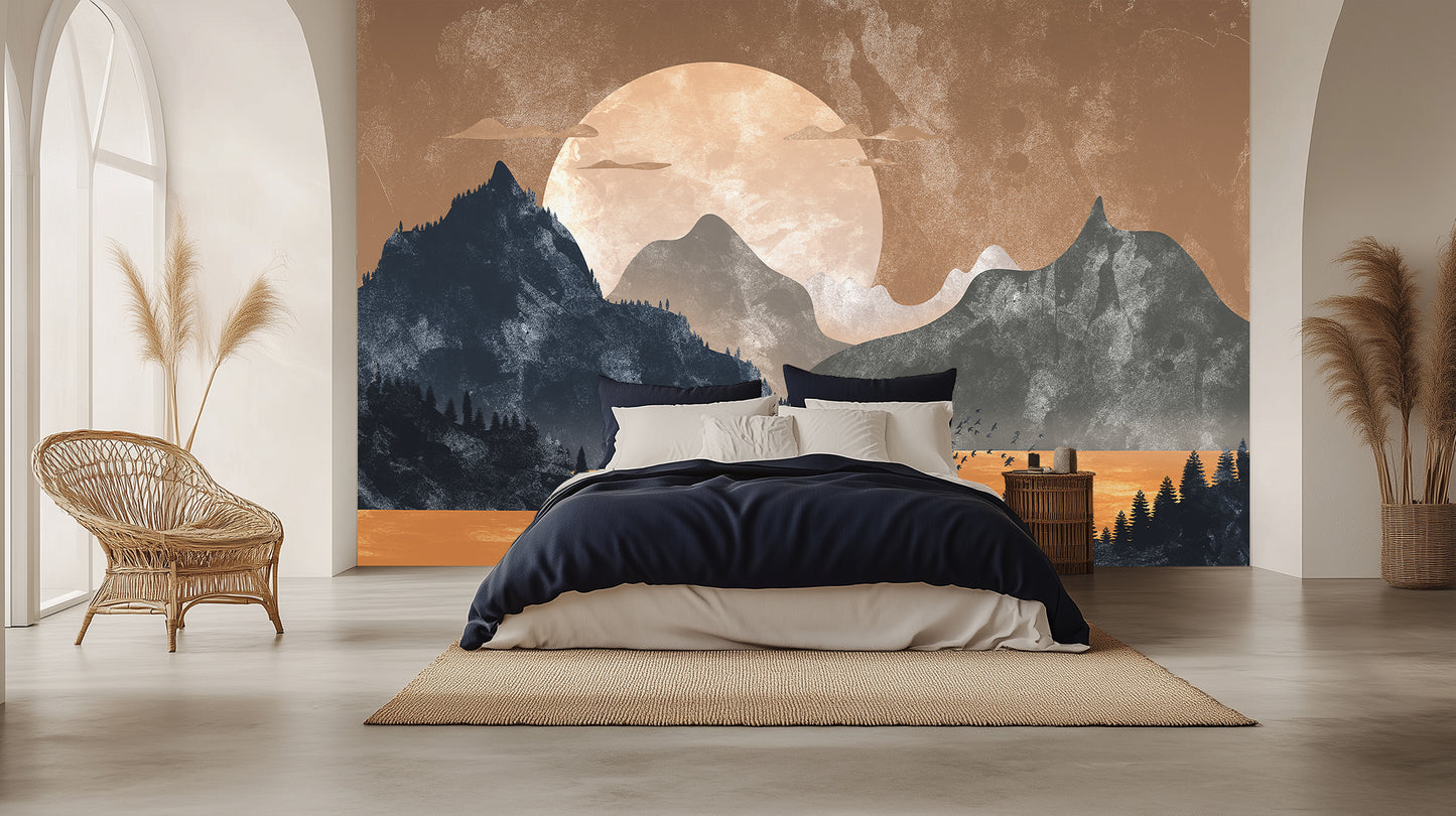 Textured Lunar Mountain wallpaper mural - XWALLX