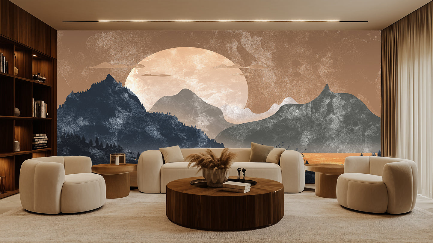 Textured Lunar Mountain wall decor - XWALLX