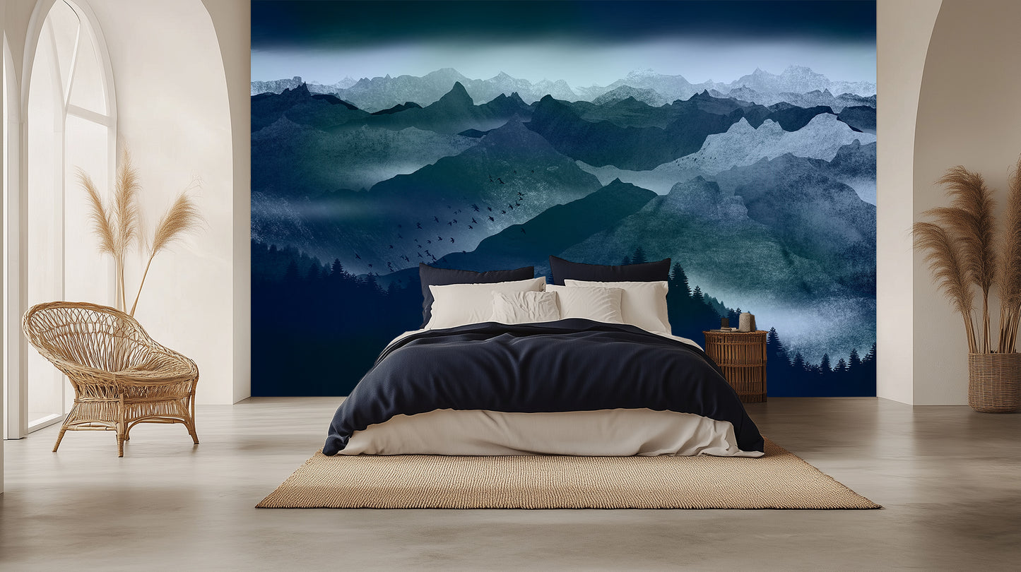 Soaring Birds Mountain wallpaper mural - XWALLX