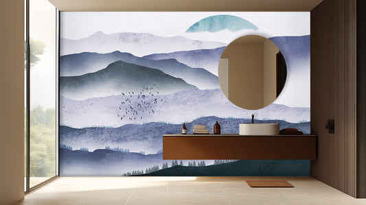 Ascending Birds Mountain Serenity wall mural - XWALLX