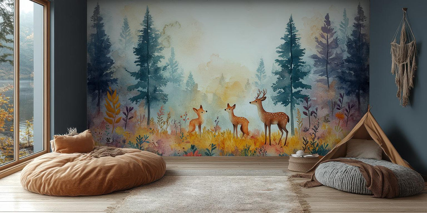 Watercolor Forest Friends wall mural - XWALLX