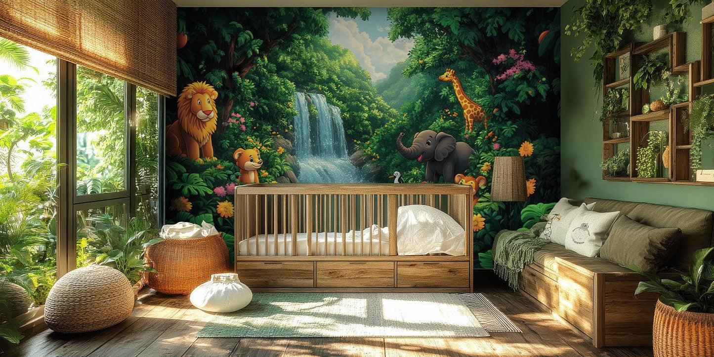 Sweet Jungle Animals wallpaper mural - XWALLX