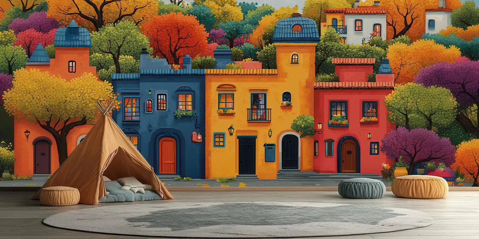 Vibrant Village wallpaper mural - XWALLX