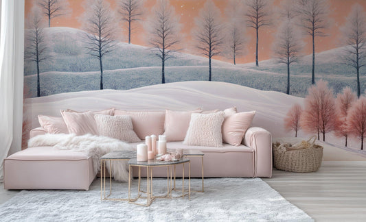 Pink Winter wall mural - XWALLX