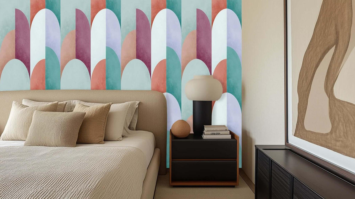 Vibrant Geometric Arcs wall mural - XWALLX