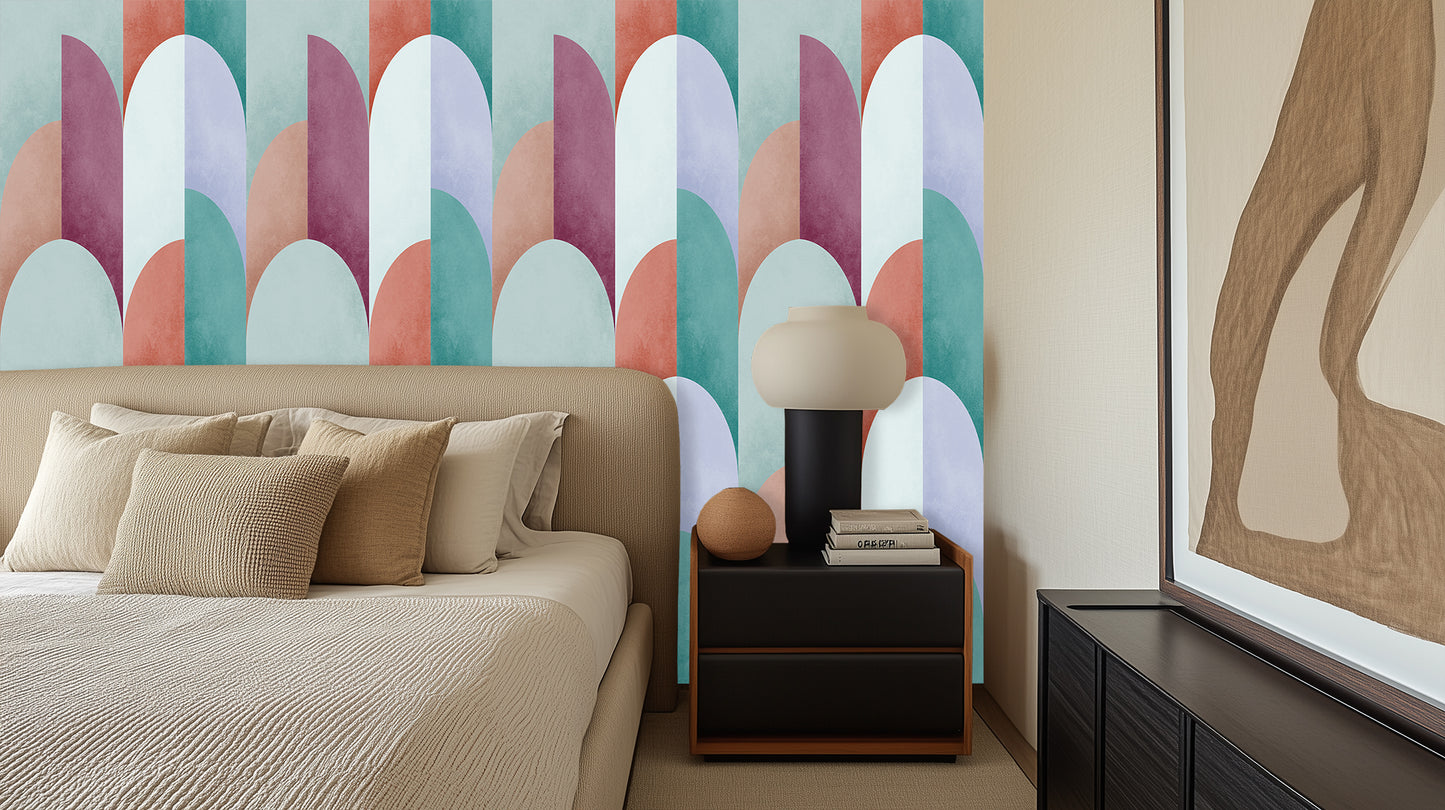 Vibrant Geometric Arcs wall mural - XWALLX