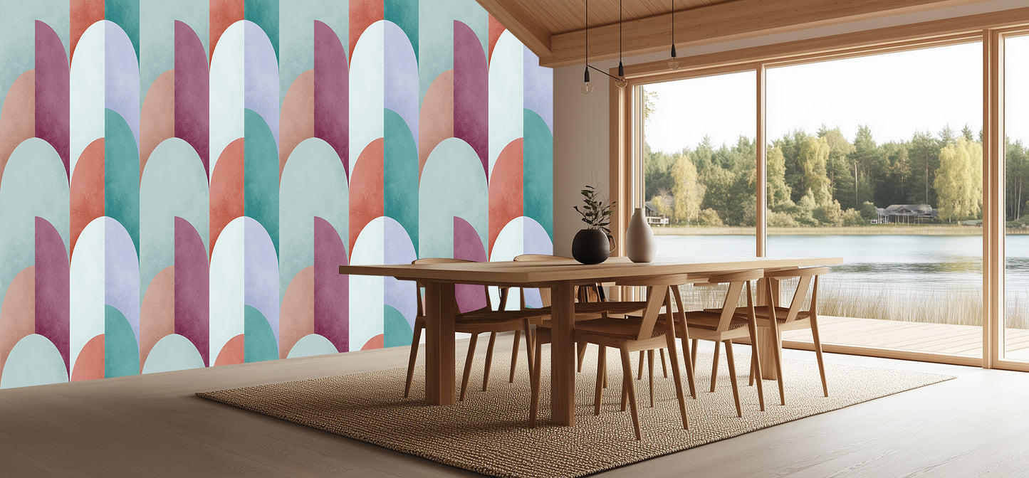 Vibrant Geometric Arcs wallpaper mural - XWALLX
