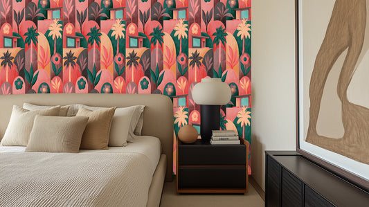 Tropical Flora Geometric wall mural - XWALLX