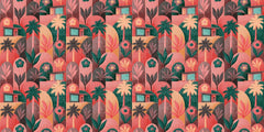 Tropical Floral Geometric Wall Mural